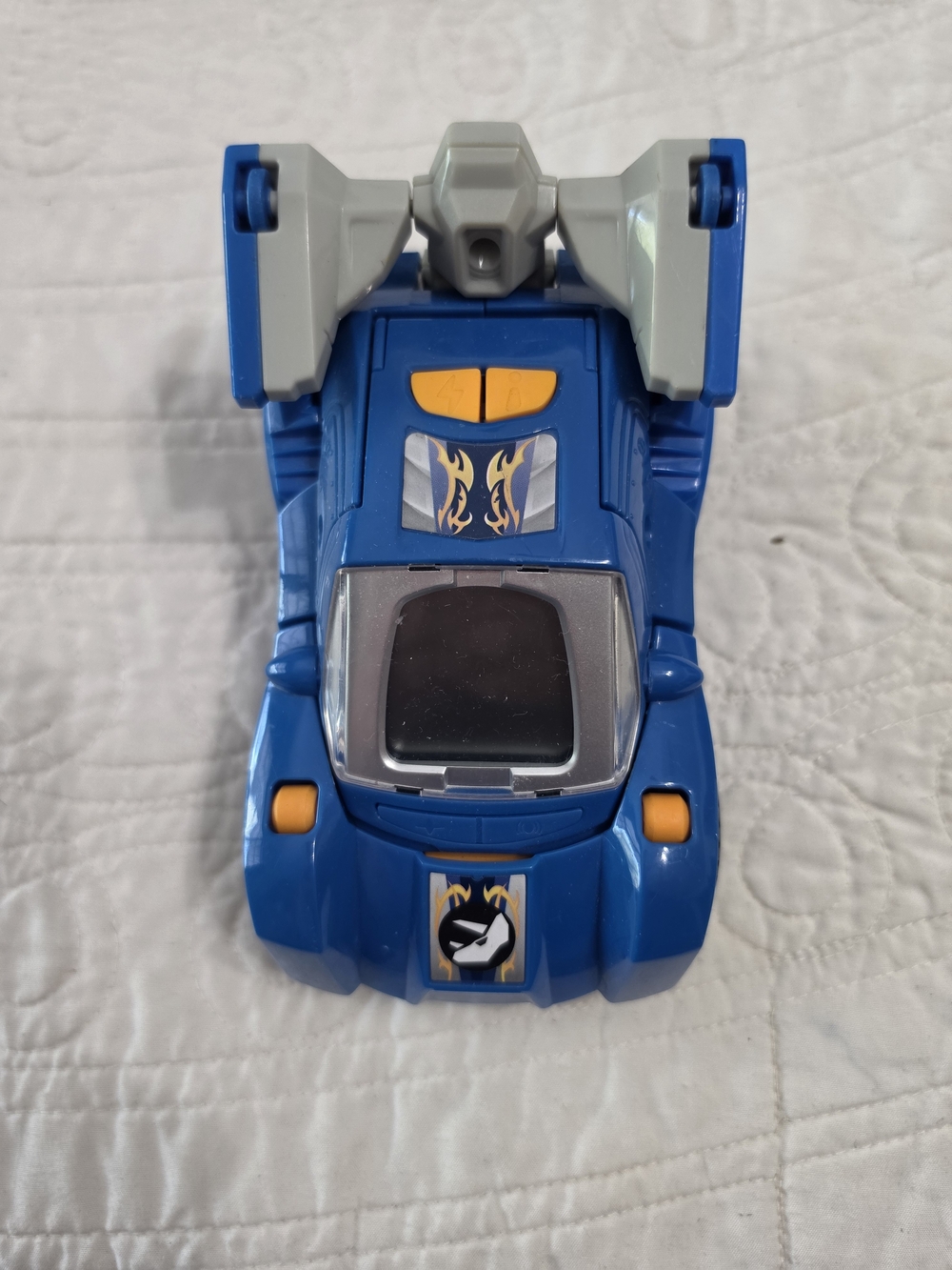 Switch And Go Blue Kids Racing Car Toy with Orange Accents
